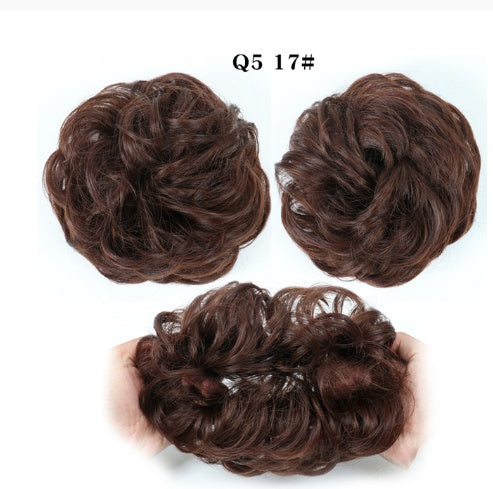 Europe, Japan, and South Korea popular hair bun fluffy natural drawstring curly hair ball head hair ring hair set female hair accessories chemical fiber hair Europe, Japan, and South Korea popular hair bun fluffy natural drawstring curly hair ball head hair ring hair set female hair accessories chemical fiber hair